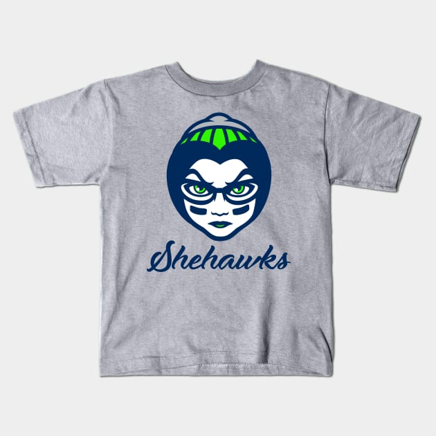 Seattle She-Hawks Kids T-Shirt by Carl Cordes